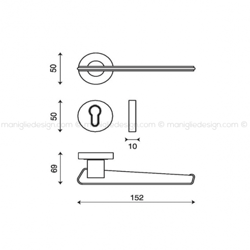 Maniglia per porta Tratto Kleis foro yale