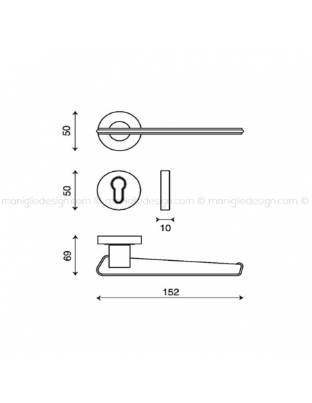 Maniglia per porta Tratto Kleis foro yale