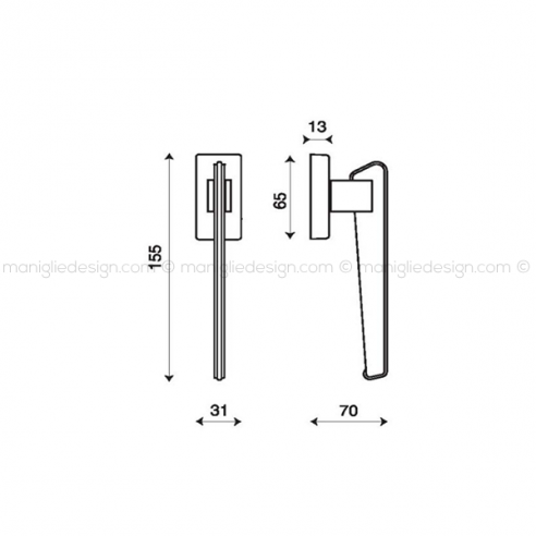 Maniglia martellina DK per finestra Tratto Quad Kleis