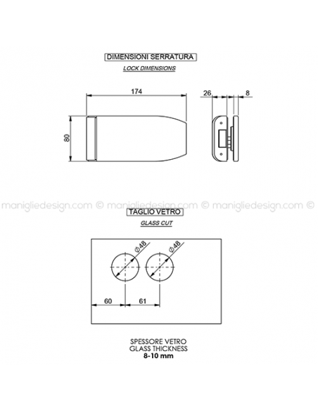 Incontro per doppia porta in vetro SER001IN