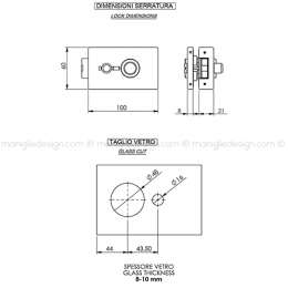 Serratura per porta in vetro con privacy SER002PY 2
