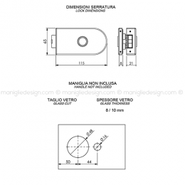 Serratura per porta in vetro con nottolino privacy SER003PY 2