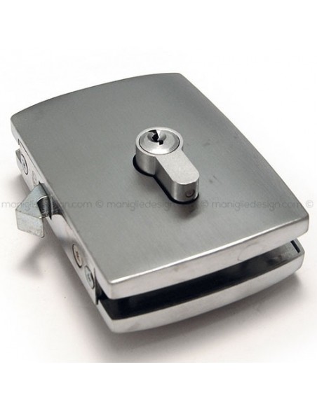 Serratura per porta in vetro foro cilindro con gancio SER004GA