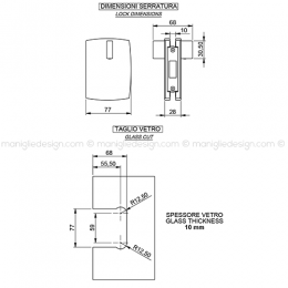 Incontro per doppia porta in vetro con pomolo fisso SER004IE 2