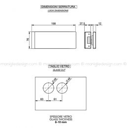 Incontro per doppia porta in vetro SER006IN 2