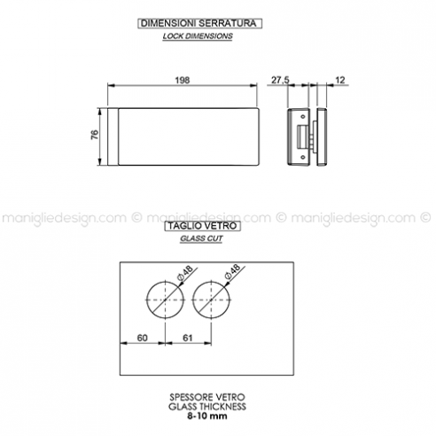 Incontro per doppia porta in vetro SER006IN