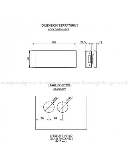 Incontro per doppia porta in vetro SER006IN