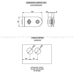 Serratura per porta in vetro foro maniglia con nottolino WC SER007FM 2