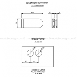 Incontro per doppia porta in vetro SER008IN 2