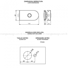 Serratura magnetica per porta in vetro con privacy SER017PY 2