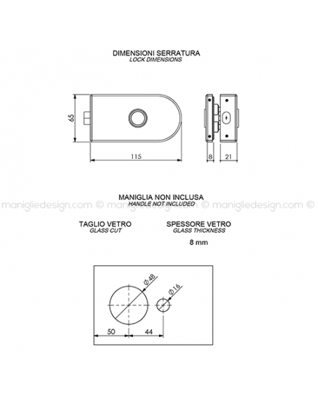 Serratura magnetica per porta in vetro con privacy SER017PY