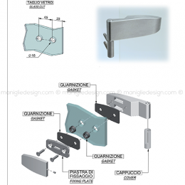 Cerniera per porta in vetro orizzontale con anuba CER103HAC 2