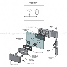 Cerniera per porta in vetro orizzontale con anuba CER108HAC 2