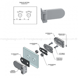 Cerniera per porta in vetro orizzontale con supporto CER109SUC 2