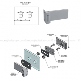 Cerniera per porta in vetro orizzontale con supporto CER110SUC 2