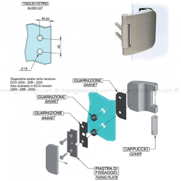 Cerniera per porta in vetro orizzontale con anuba CER201HAC 2