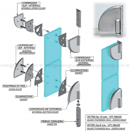 Cerniera a pavimento per porta in vetro sinistra CER301CSX 2