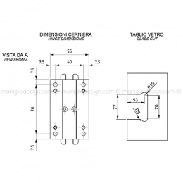 Cerniera automatica per porta in vetro apertura 0+90-90 CER401S 2