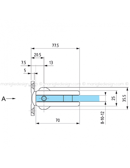 Cerniera automatica per porta in vetro apertura 0+90-90 CER401S