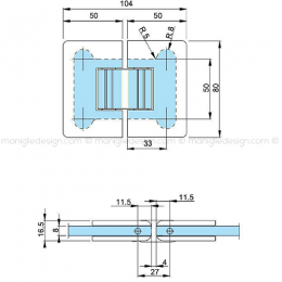 Cerniera a scatto per box doccia vetro-vetro 180° stop a 0+90-90 CER406S 2