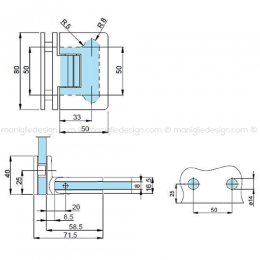 Cerniera a scatto per box doccia vetro-vetro 90° stop a 0+90-90 CER407S 2