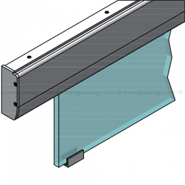 Scorrevole per porta in vetro con veletta fissaggio a parete SCO201V1P