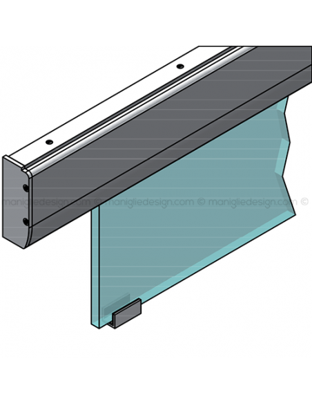 Scorrevole per porta in vetro con veletta fissaggio a parete SCO201V1P