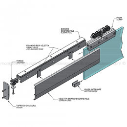 Scorrevole per porta in vetro con veletta fissaggio a parete SCO201V1P 2