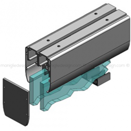 Scorrevole porta in vetro 2 ante con veletta fissaggio a soffitto SCO201V7S