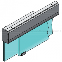 Scorrevole per vetro con veletta e vetro fisso fissaggio a parete SCO202V5P