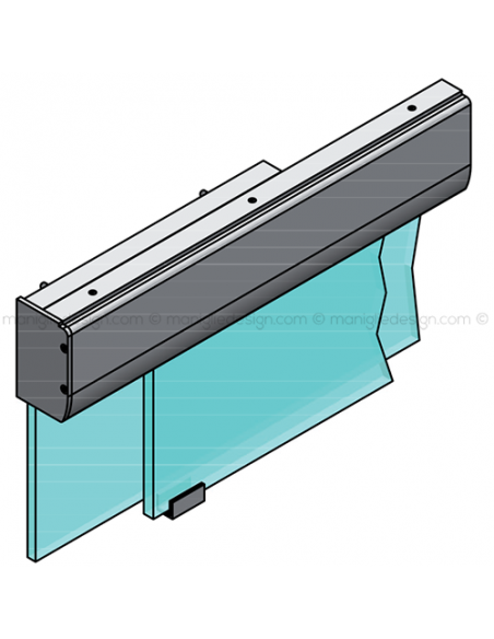Scorrevole per vetro con veletta e vetro fisso fissaggio a parete SCO202V5P