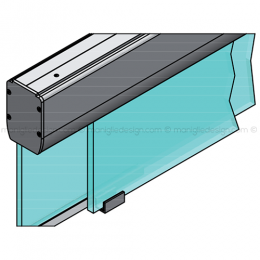 Scorrevole per vetro con veletta e vetro fisso fissaggio a soffitto SCO202V5S