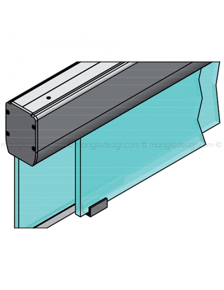 Scorrevole per vetro con veletta e vetro fisso fissaggio a soffitto SCO202V5S