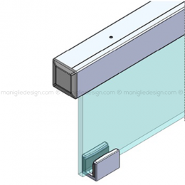 Scorrevole per vetro con veletta minimale fissaggio a parete e soffitto SCO205V1