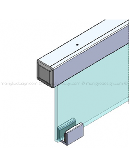 Scorrevole per vetro con veletta minimale fissaggio a parete e soffitto SCO205V1