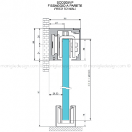 Scorrevole per vetro con veletta minimale fissaggio a parete e soffitto SCO205V1 2