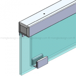 Scorrevole per vetro con veletta minimale fissaggio a parete e soffitto con vetro fisso SCO206V