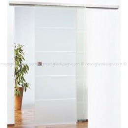 Scorrevole per vetro con veletta minimale e ammortizzatore fissaggio a parete e soffitto SCO210V1