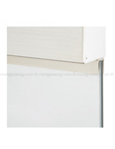 Scorrevole per vetro con veletta minimale e ammortizzatore fissaggio a parete e soffitto con vetro fisso SCO210V5