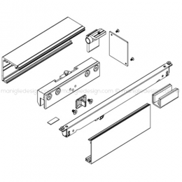 Scorrevole per vetro con veletta minimale e ammortizzatore fissaggio a parete e soffitto con vetro fisso SCO210V5 2