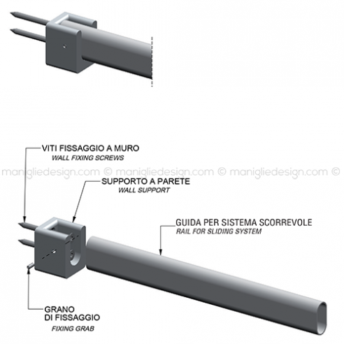 Supporto a parete per guide scorrevoli in alluminio Comit Glass ACV001