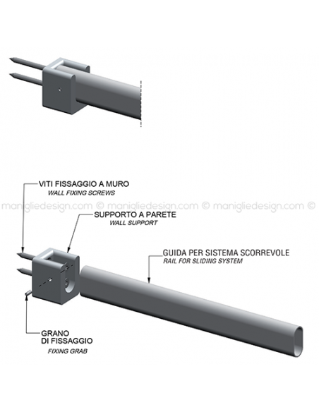 Supporto a parete per guide scorrevoli in alluminio Comit Glass ACV001