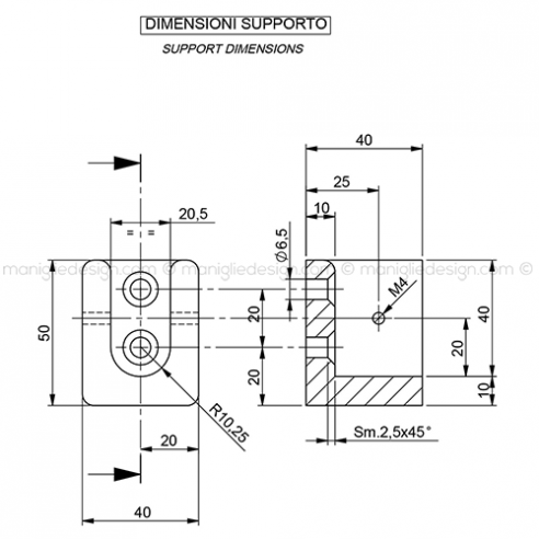 Supporto a parete per guide scorrevoli in alluminio Comit Glass ACV001