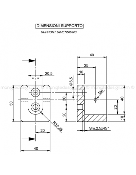 Supporto a parete per guide scorrevoli in alluminio Comit Glass ACV001