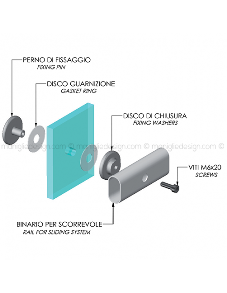 Kit fissaggio scorrevole su parete di vetro ACV003