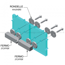 Assieme fermo inferiore porte scorrevoli in vetro ACV004 2