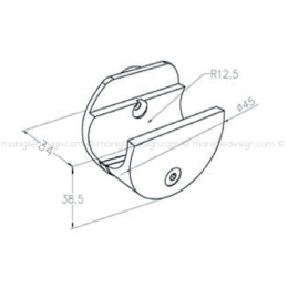 Fissaggio a parete per tubo tondo diametro 25 ACV018 2