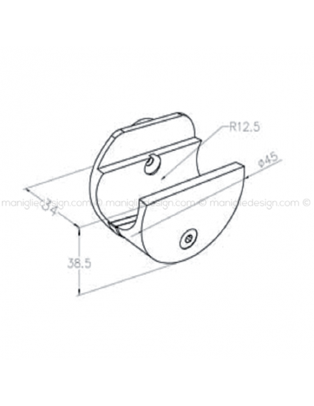 Fissaggio a parete per tubo tondo diametro 25 ACV018