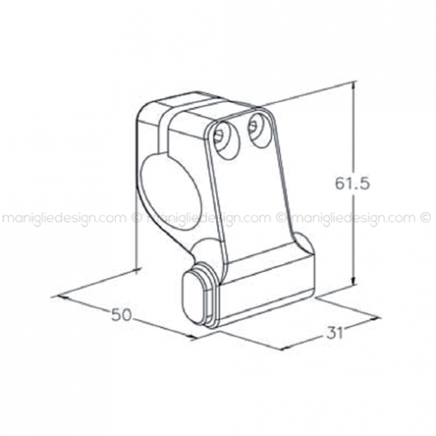 Fermo destro per tubo tondo diametro 25 mm ACV040