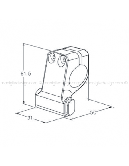 Fermo sinistro per tubo tondo diametro 25 mm ACV041